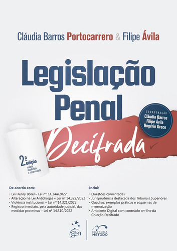 Coleção Decifrado - Legislação Penal Decifrada, De Filipe Cláudia Barros; Ávila. Editora Metodo - Grupo Gen, Capa Mole Em Português