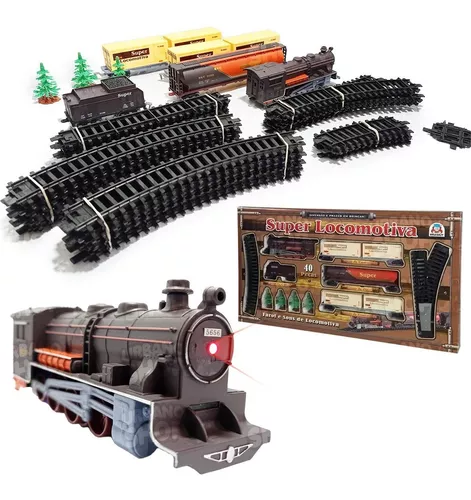 Locomotiva Trilhos Vagões 7 Metros Ferrorama Trem Brinquedo