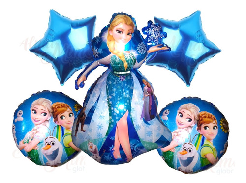 Pack Globos Elsa Frozen X 5 Unidades 