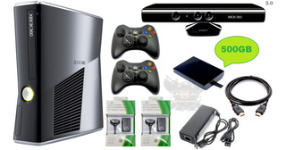 Xbox 360 Slim5.0+ Disco Duro 500gb 200j +2 Controles+ Kinect