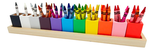 Montessori - Organizador De Madera Para Lápices De Colores E