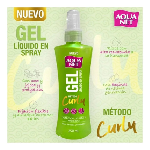 Gel Líquido Aqua Net Curly 2pzas Para Cabello Delgado