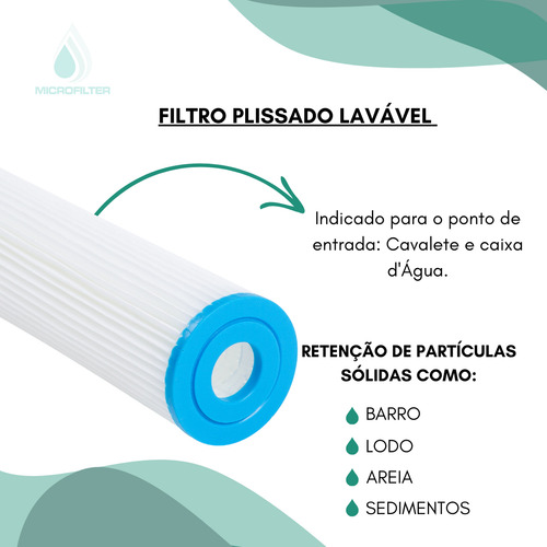 Kit Filtro De Água Cavalete Caixa D'água C/ Refil 5 Micra