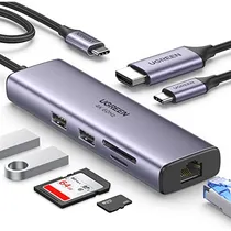 Comprar Hub Usb C Ugreen Con Ethernet, Adaptador Multipuerto 7 En 1