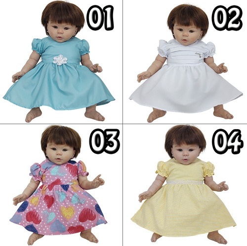 Imagem 3 de 7 de Kit Com 4 Vestidos De Bebê Reborn Katitus Boneca
