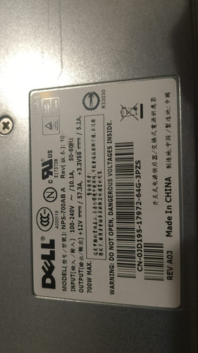 Dell Psu 0jd195 Jd195 700watt Nps-700ab A (Reacondicionado)