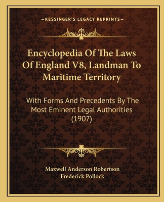 Libro Encyclopedia Of The Laws Of England V8, Landman To ...