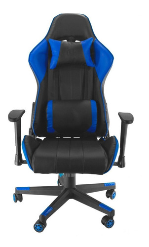 Cadeira de escritório Columbex GA004 gamer ergonômica  preto e azul com estofado de couro sintético