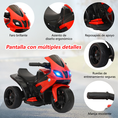 Triciclo Eléctrico Y Recargable 6v Para Niños Blanco Rojo