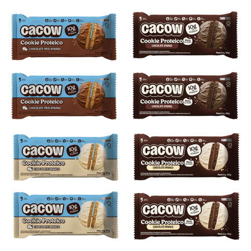 Caixa Mista - Cookies Proteicos Cacow - 8 Unidades