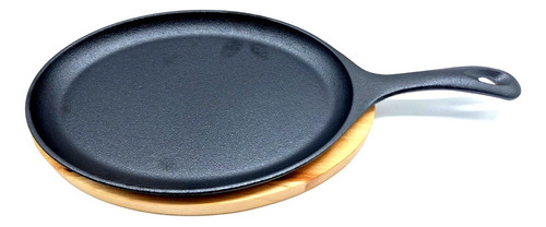 Sartén Ovalado Hierro Fundido + Base De Madera Genérico