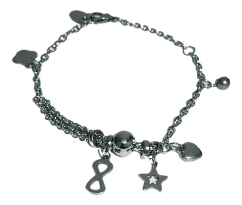 Pulsera Acero Quirúrgico Con Dijes Varios - 20cm