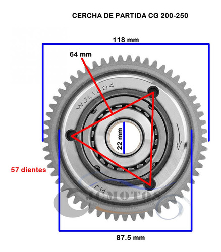 Cercha / Bendix De Partida Completa Moto 200 Cc (lx/cg/jl)