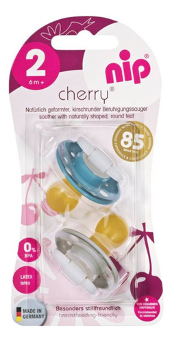 Nip Cherry Chupete Redondo Pack X 2. Tam 2. Beige Y Turquesa