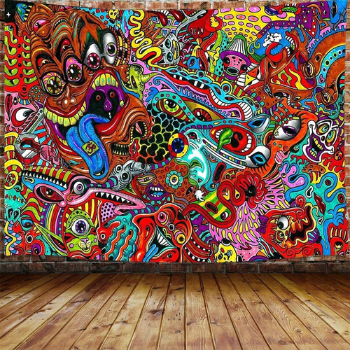 Trippy Arabesque Tapestry, Psychedelic Fractal Abstract...