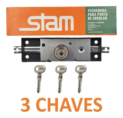 Fechadura Porta De Aço Enrolar 1201 Stam 3 Chaves Tetra