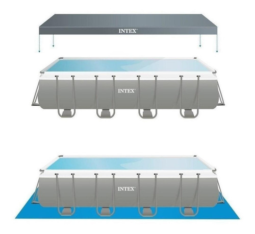 Piscina estructural rectangular Intex 26356 con capacidad de 17203 litros de 549cm de largo x 274cm de ancho gris oscuro diseño mosaico