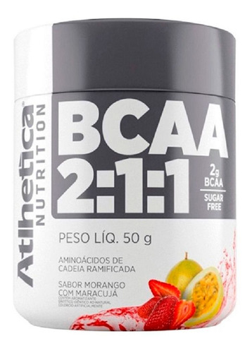 Bcaa 2:1:1 50g / 10 Doses - Atlhetica Nutrition Sabor Morango com Maracujá