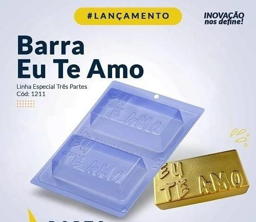 Forma P/ Chocolate 03 Partes Barra Eu Te Amo Porto Formas Cor Branco