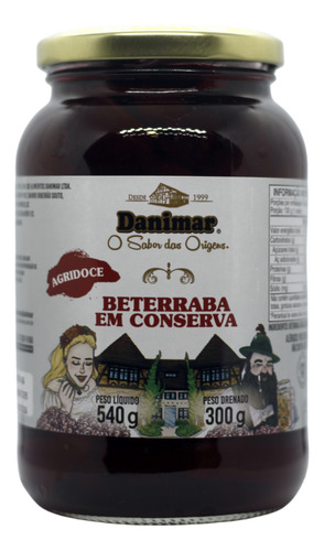 Beterraba Agridoce Em Conserva Danimar Vidro 540g - 4 X 540g