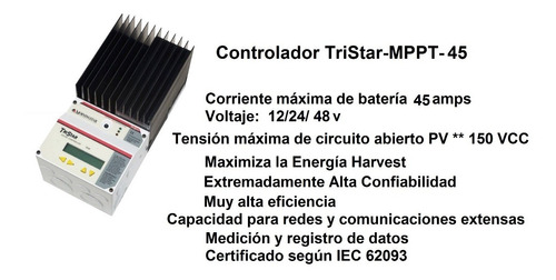 Controlador Solar Tristar M P P T 45, 45 A 