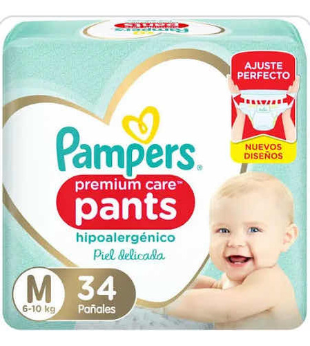 Pañales Pampers Premium Care Pants M X 34