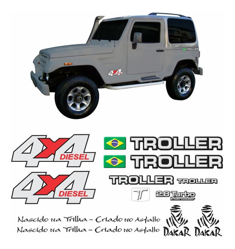 Kit Adesivos Resinados Troller 2005 Prata Trl034 Cor ADESIVO LATERAL TROLLER PRATA