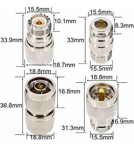 N Uhf Rf Coaxial Adaptador Conector Kit Dama Pl 259 So