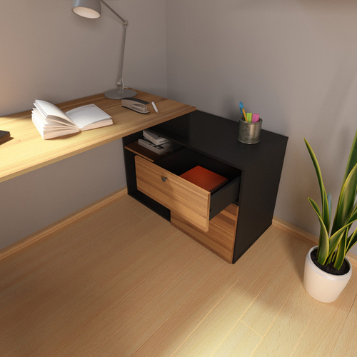 Escritorio Centro Estant Milan Negro Paraiso Ancho 168cm