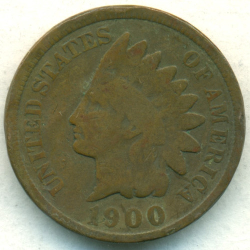 Ee.uu. Moneda De Cobre Un Centavo Cabeza De Indio 1900 B-