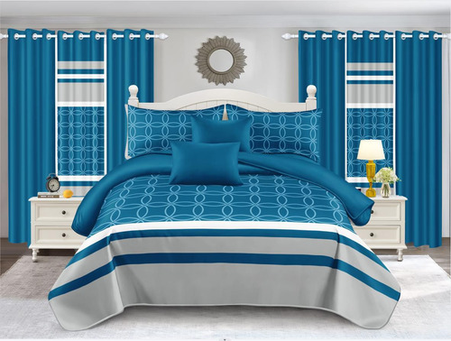 Cubrema Incluye Cortinas Sabanas Y 2 Funda Almohada 7 Piezas