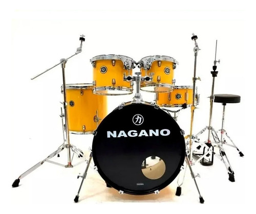 Bateria Acústica Nagano Rock Yellow Racing Bumbo 22 C/