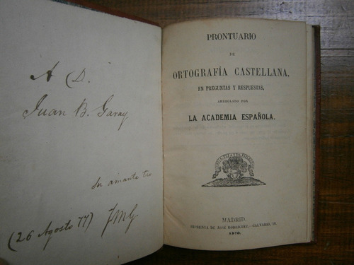 Prontuario De Ortografia Castellana Preguntas Respuesta 1870