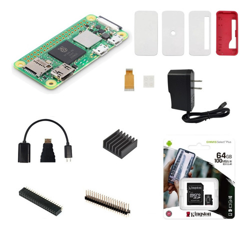 Kit Raspberry Pi Zero 2 W Case Cargador Disipador Sd Adaptad