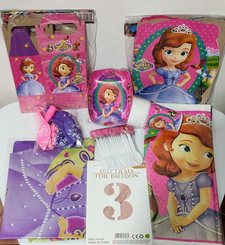 Kit De Decoración Princesita Sofía, Para 12 Personas.