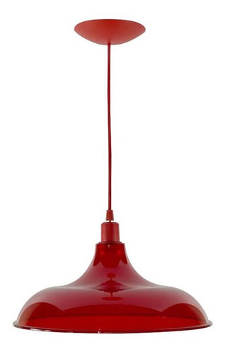 Lustre Luminária Pendente Utron Prato Bedd Estilo Retrô 32cm Cor Vermelho translúcido 110V/220V (Bivolt)