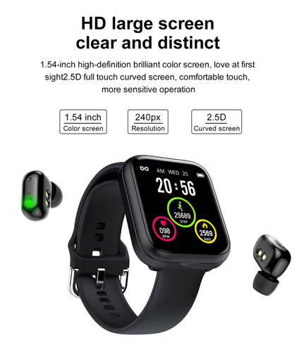 X5 Pulsera Inteligente 2 En 1 Con Audífonos Inalámbricos D
