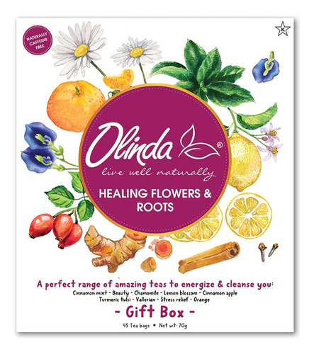 Olinda Caja De Regalo De Flores Y Races Curativas, 45 Bolsas