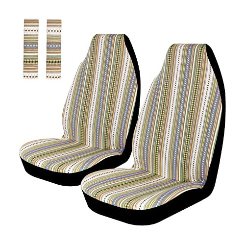 4pc Universal Stripe Colorful Baja Funda Asiento Delant...