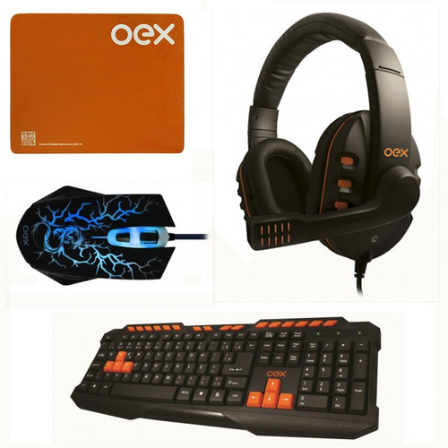 Kit Gamer Oex Teclado Abnt2 + Mouse 6 Botões + Fone Headset