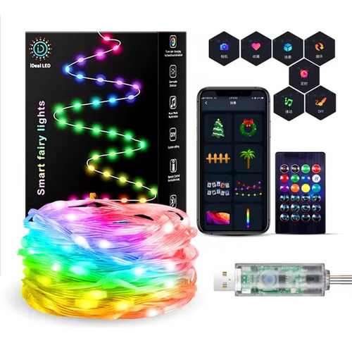 Kit Luces Led Navideñas App Inteligente Reaccion A La Musica