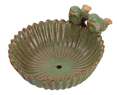 Doitool Ceramic Bird Feeder Bowl Plate Creative Birdbath Bow