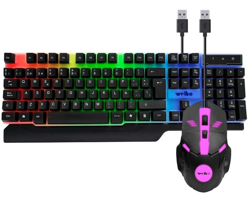 Combo Kit Gamer Teclado Mouse Retroiluminado Led Usb Pc Rgb