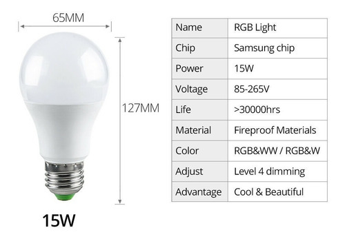 Bombillo Led 16 Colores A Control Remoto
