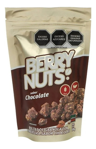 2 Pza Granola Berry Nuts Con Cobertura Sabor Chocolate 180 G