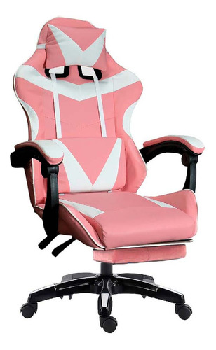 Silla de escritorio Titano gamer ergonómica  negra y rosa con tapizado de pvc