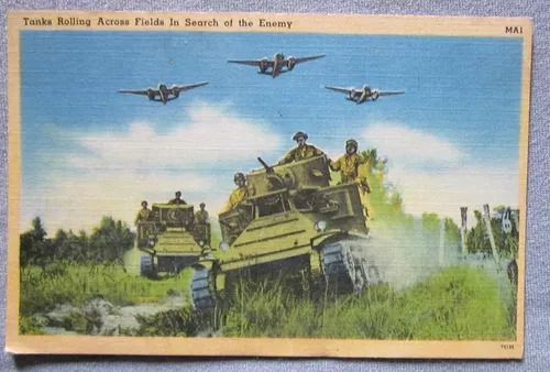 Postal Tanques De Guerra De Estados Unidos Antigua 