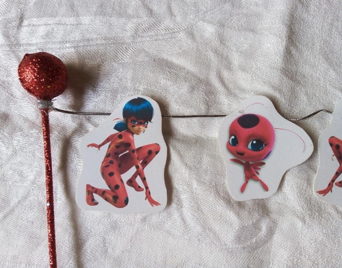 Banderín Adorno Torta Ladybug (Usado)