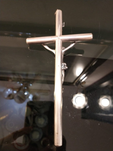 Antigua Cruz Con Cristo Bañada En Plata