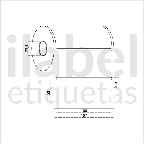 Kit Etiqueta 100x50mm Bopp + Ribbon P/ Zebra Argox Elgin Cor Branco
